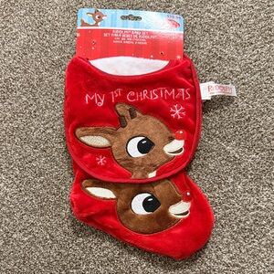 Rudolph Red Baby Christmas Stocking Set